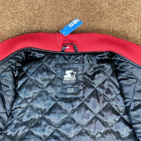 Share San Francisco 49ers Woman's 5 Time Super Bowl Jacket STARTER BLACK XL - Picture 9 of 11